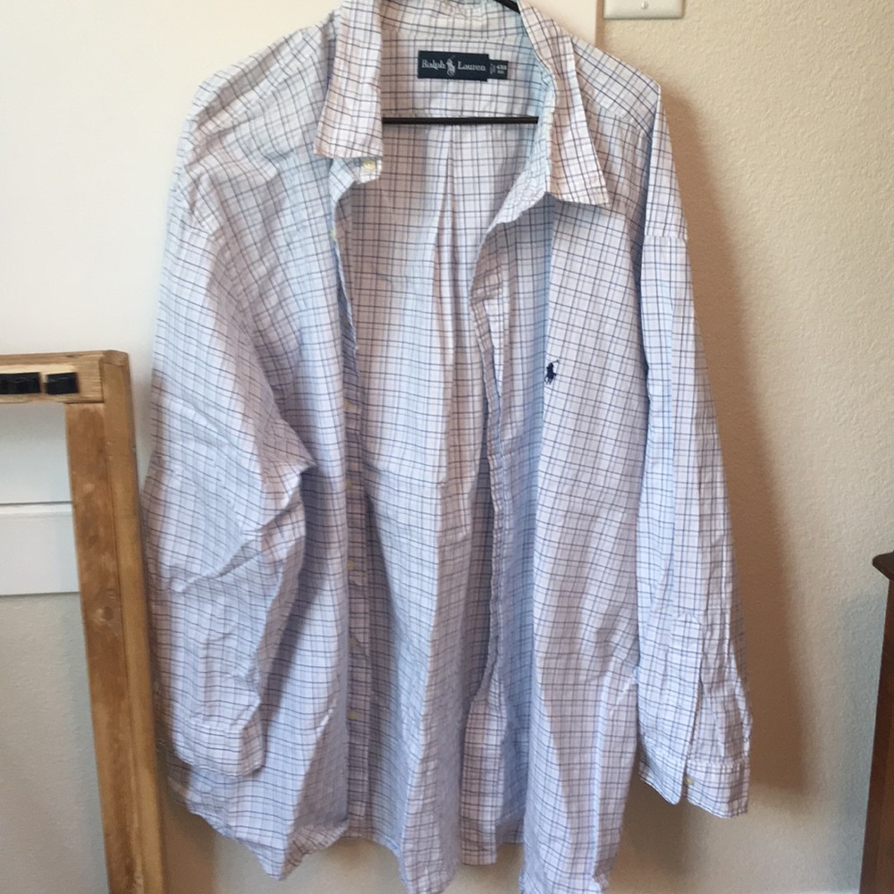 Ralph Lauren long sleeve blue plaid casual shirt.